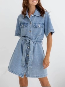 Denim Mini Dress - Light Wash