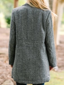 Black Herringbone Coat