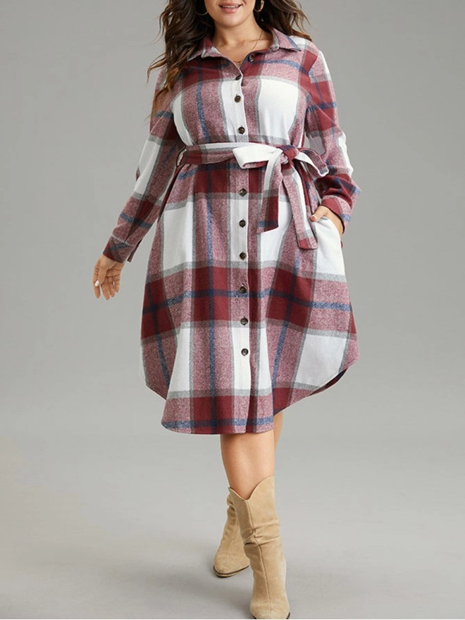 Elegant senior plaid dress MIDI skirt