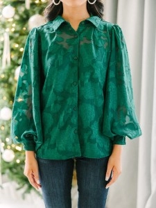 Emerald green textured shirt