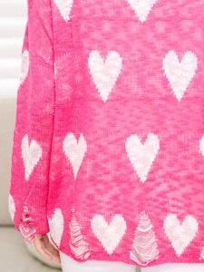 Pink Heart Print Sweater