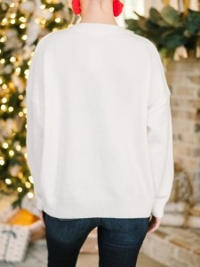 Cream White Script Sweater