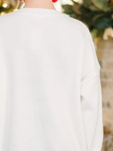 Cream White Script Sweater