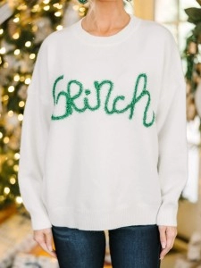 Cream White Script Sweater