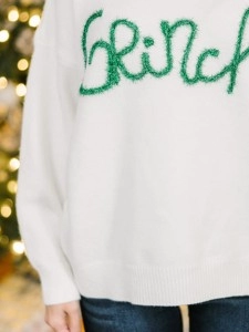 Cream White Script Sweater