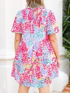 Flower patterned lantern sleeve dress