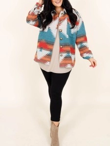 Geometric contrasting pattern jacket