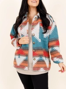 Geometric contrasting pattern jacket