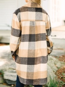 Camel Brown Plaid Shacket