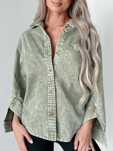 Green denim shirt