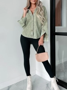 Green denim shirt