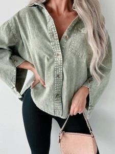 Green denim shirt