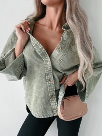 Green denim shirt