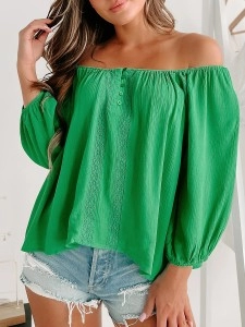 Green one-shoulder shirt