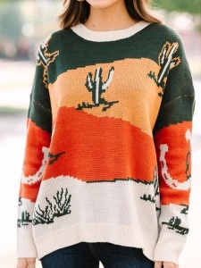 Heading Out Green Cactus Sweater