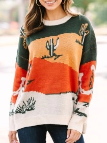 Heading Out Green Cactus Sweater