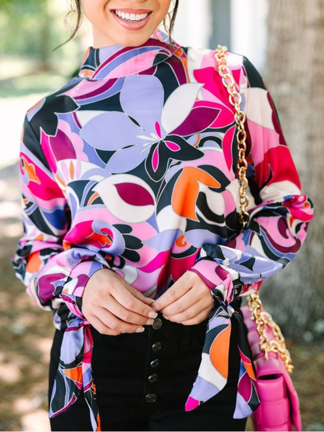 Hot Pink Abstract Blouse