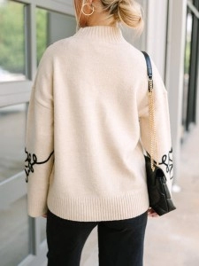 Natural Brown Floral Sweater