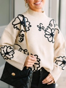 Natural Brown Floral Sweater