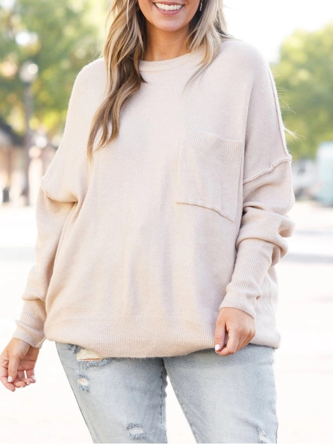 Knitted Pocket Loose Sweater