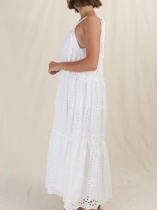 Ladies resort style lace embroidered long dress