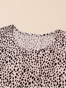 Leopard Animal Print Tiered Long Sleeve Dress