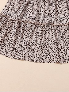 Leopard Animal Print Tiered Long Sleeve Dress