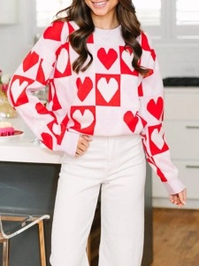 Shine Red Heart Sweater