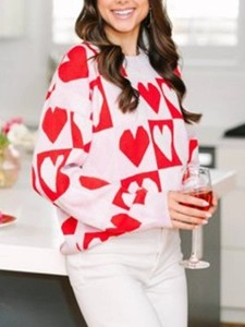 Shine Red Heart Sweater