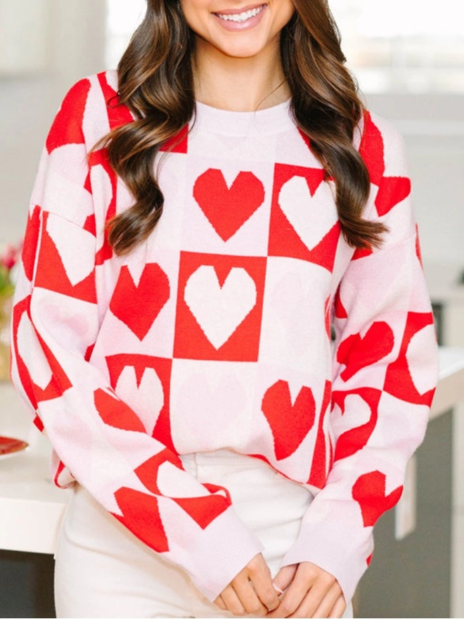 Shine Red Heart Sweater