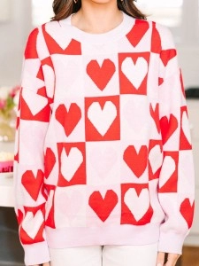 Shine Red Heart Sweater