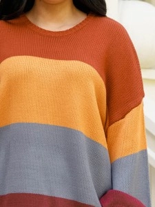 Multi color patchwork loose knit sweater