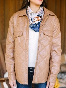 Brown Faux Leather Puffer