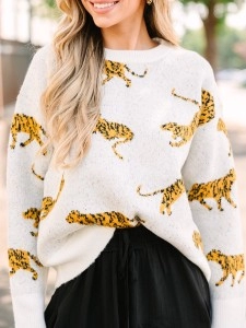 Ivory White Tiger Sweater