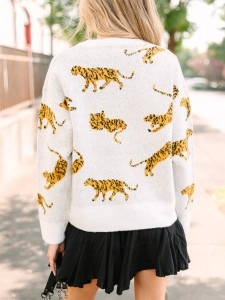 Ivory White Tiger Sweater