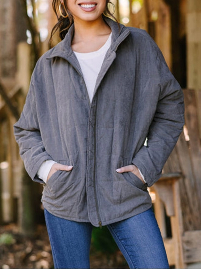 Gray Quilted Jacket