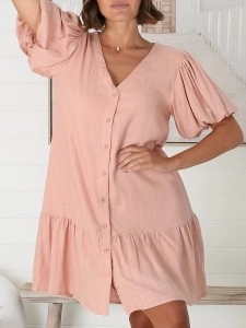 Pink V-neck dress