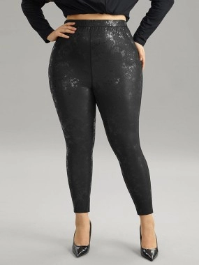 Plus size skinny leather pants for women