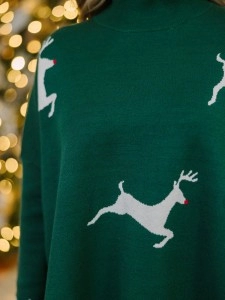 Emerald Green Reindeer Sweater