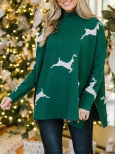 Emerald Green Reindeer Sweater