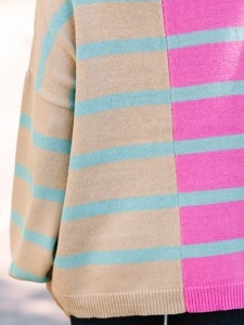 Pink Striped Colorblock Sweater