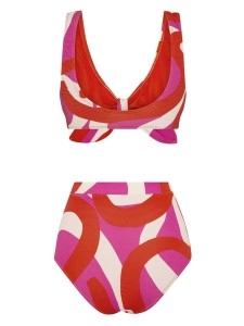 Red ladies sexy chest strap design bikini set 2-piece set