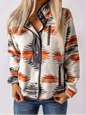 Retro printed western long sleeve jacket