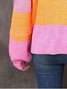 Ribbed Color Block Long Sleeve Sweater