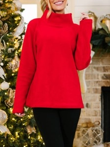 Red Mock Neck Sweater