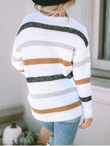 Striped Popcorn Knit Sweater