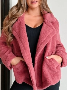 Lapel Long sleeve fleece jacket