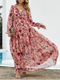 Wild Lotus Ruffle Tiered Maxi Dress