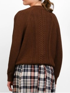 Women's brown woven cardigan