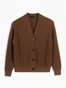 Women's brown woven cardigan